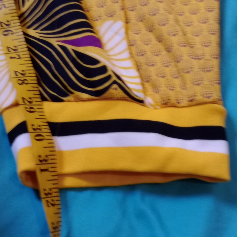 ASHLEY STEWART SPORT, YELLOW AND BLACK PRINT PANTS, SIZE 30-32 - Picture 6 of 10